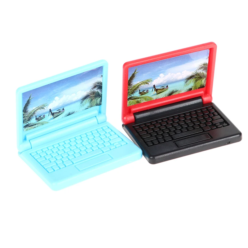 2pcs Creative Dollhouse Miniature Modern Computer Furniture For Children Toy Furniture For Dolls Laptop Computer