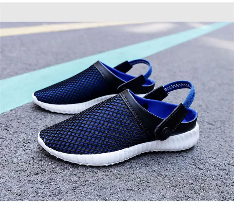 Comfort Men Shoes Casual Big Size Men's Home Slippers Fashion Mesh Soft Summer Sandals Crock Fishing Quick-drying Man Slipper B1