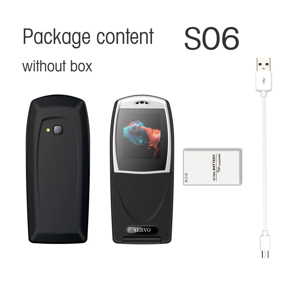 Black Without Box Servo телефон S06 две sim-карты флип телефон 1,77 экран GPRS слоты для карт мобильные телефоны русская клавиатура Сотовые телефоны - Цвет: Black Without Box