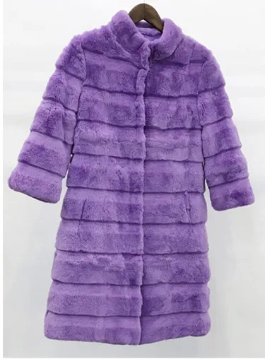 New Haining fur coat women's medium long Rex Rabbit Fur coat slim in winter real fur fur coat JN923