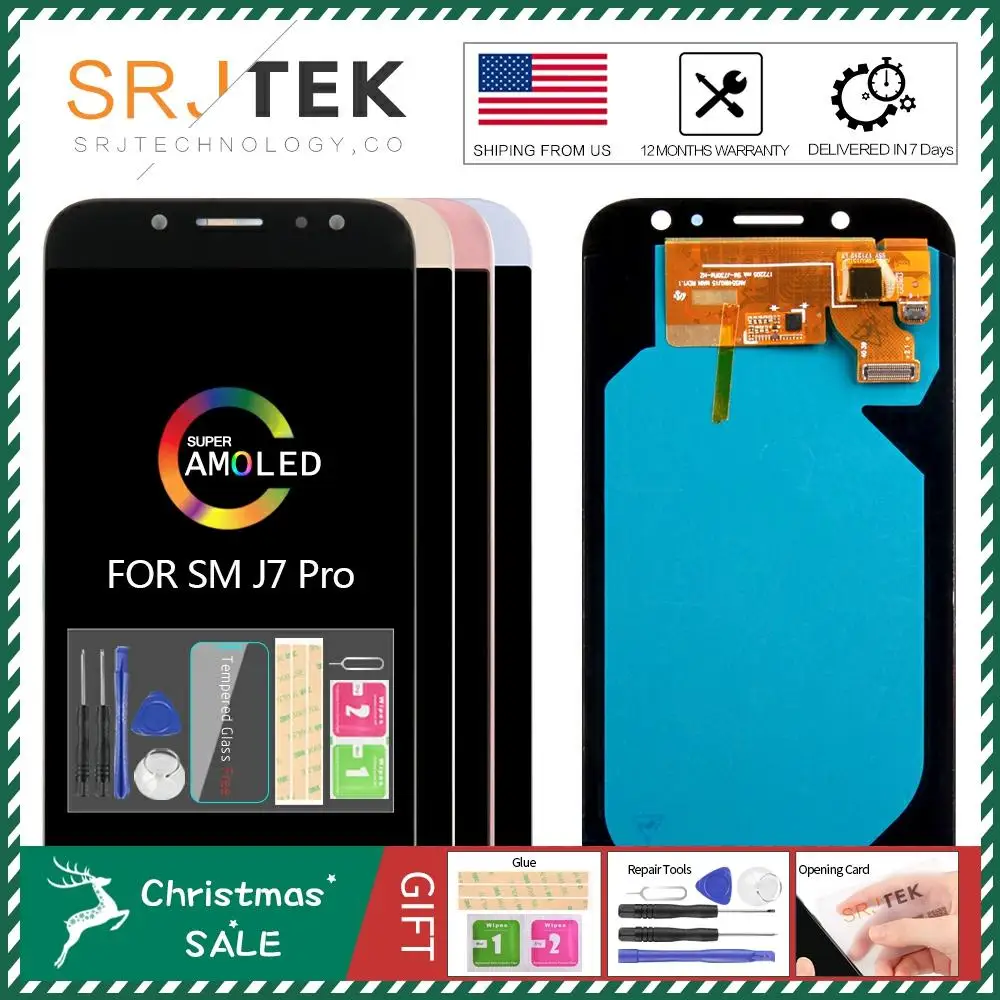 US AMOLED Srjtek для SAMSUNG Galaxy J730 ЖК J7 Pro дисплей J7 PRO сенсорный дигитайзер сенсорная рамка ЖК J7 J730F экран стекло