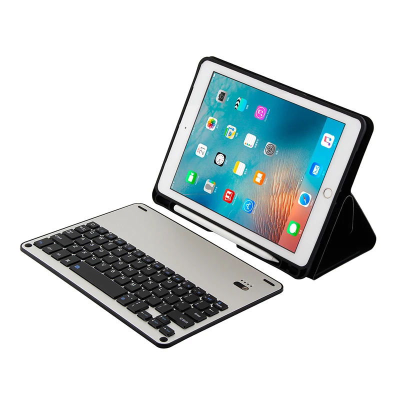 Bluetooth клавиатура чехол для iPad 9,7 Крышка для iPad 9,7 /Pro 9,7/Air 2/Air Съемный Алюминиевый чехол с клавиатурой стенд