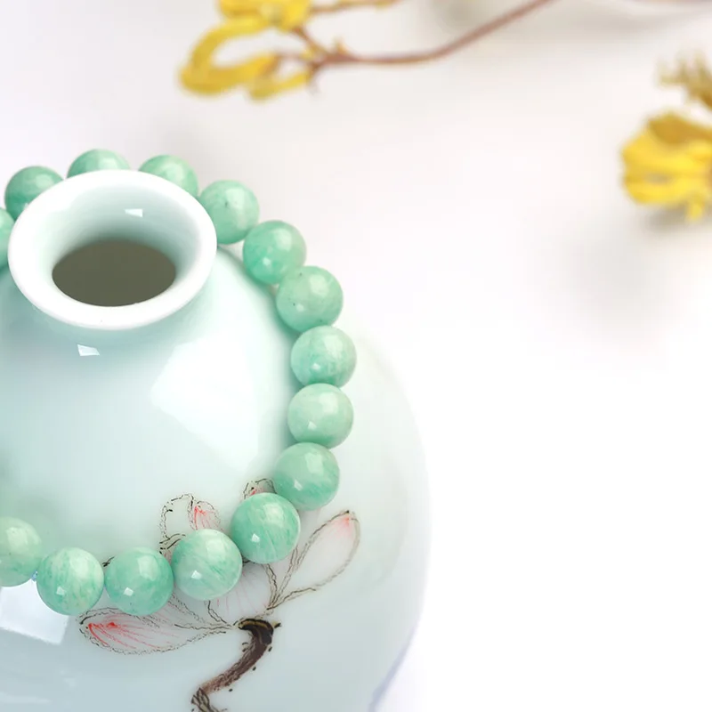 JD Gem Stone 5-12mm AAA+ Green Amazonite Stone Bead Bracelet For Women Girls Lucky Friendship Bracelet Jewelry
