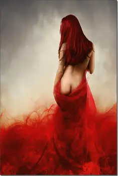 

Hot Selling Home Decor Print oil painting on canvas Wall Art Nail Art Decorations Wall Canvas ,Red sexy woman