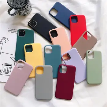 

Silicone Case For iPhone 11 Pro Max SE 2 2020 6 6S 7 8 Plus X XS MAX XR Cute Candy Color Soft Silione BackShockproof Cover Cases