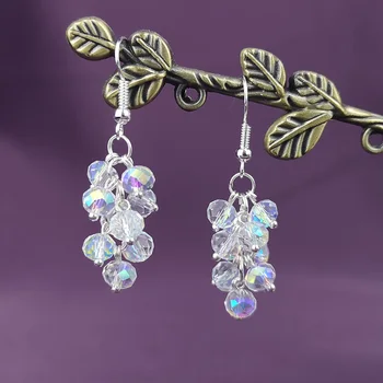 

Fashion Crystal 6 / 8mm Beaded Jewelry Cracked Grape Beads Earrings Christmas Snowflake Drop Earring Girl Women Gift
