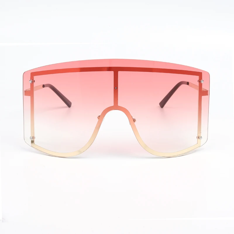 Модные негабаритные синие желтые градиентные солнцезащитные очки для женщин Роскошные брендовые дизайнерские красные металлические женские солнцезащитные очки без оправы