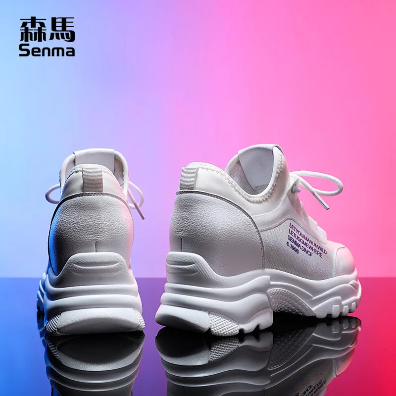 

Semir All Black And White with Pattern Athletic Shoes Women's Spring Versatile Lightweight Students Thick Bottomed Super Fire Wh