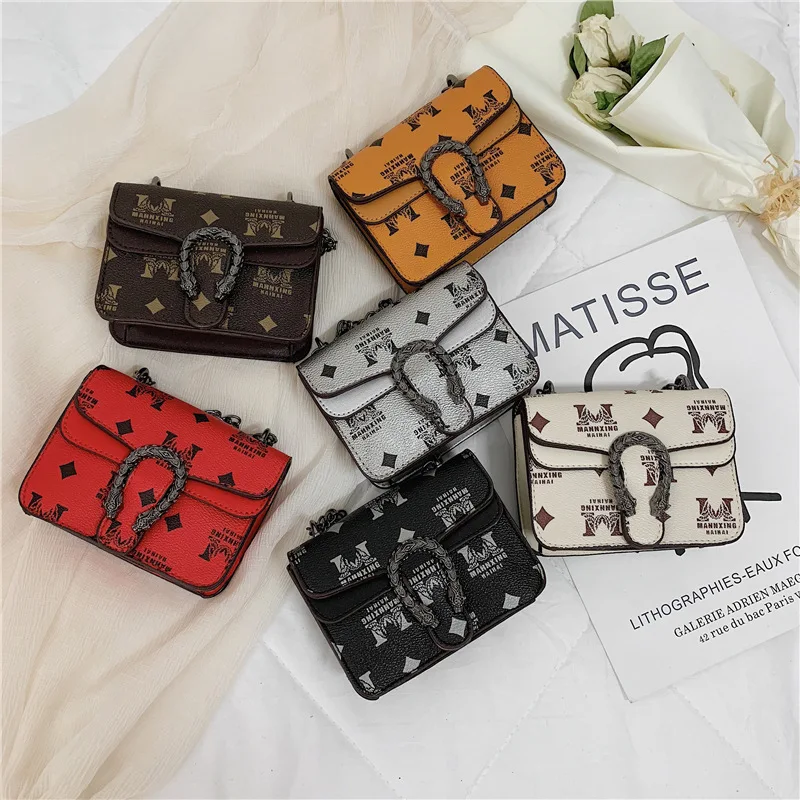 

Korean-style Girls Bag 2020 Autumn And Winter New Style CHILDREN'S Bag Versatile Oblique Snake Head Lock Shoulder Bag Mini Acces