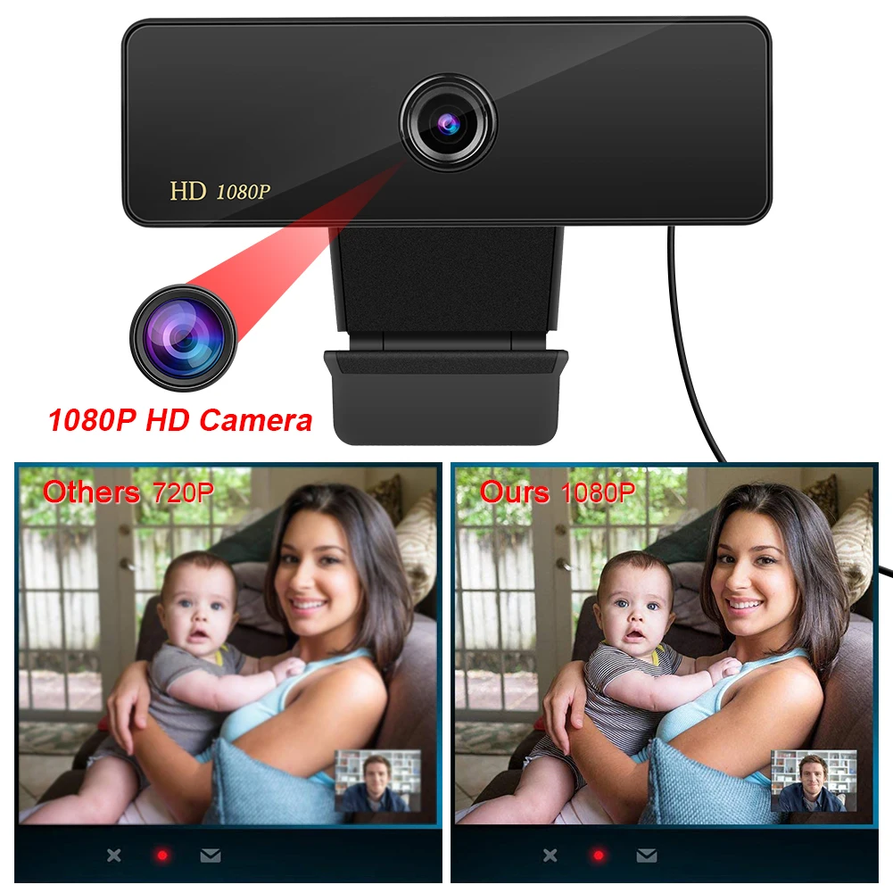 

Webcam 1080P HD Web Camera with Built-in daul Microphone 1920 x 1080p USB Plug&Play WebCam Widescreen Video In stock
