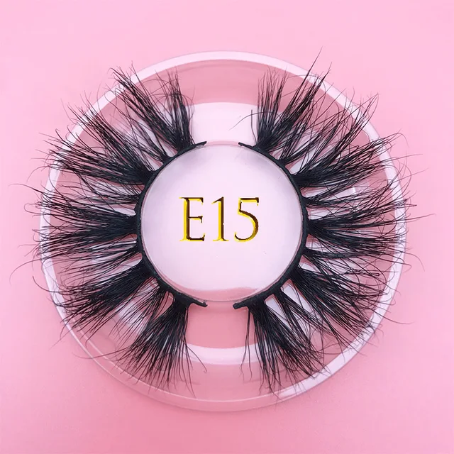 25mm E06 MIKIWI 100% handmade natural  thick  Eye lashes wispy makeup extention tools 3D mink hair volume soft false  eyelashes E15 round case