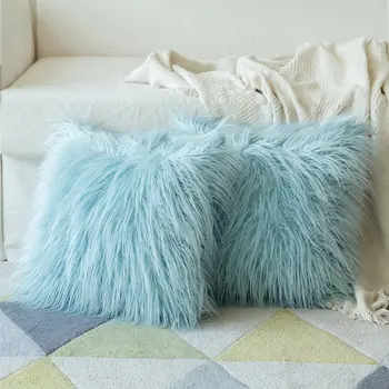 

45x45cm New Solid Plush Cushion Cover Fluffy Soft Plush Square Pillowcase for Home Sofa Bed Room Decorative Throw Pillow Case