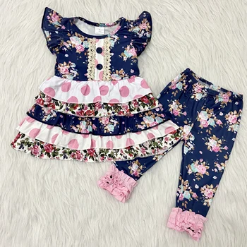 

Baby girl spring set floral print Multilayer lace dropshipping support