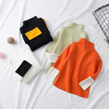 

Baby Girls Boys Winter Turtleneck Sweater Autumn Girls Boys Knitted Pullover Children Clothing Kids Solid Bottoming Sweaters