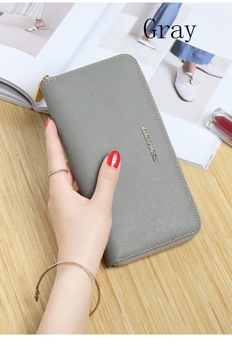 Freies Geschenk Damen Geldbeutel der Großen Luxus Marke frauen Lange Brieftasche Aus Echtem Leder Mode Geld Tasche 2021 Weibliche Zipper Cutchs VK06 – Detail 14