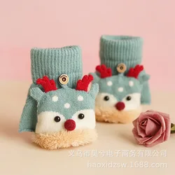 New Children's Winter Outing To Keep Warm And Velvet Thickened Cold-proof Christmas Cartoon Children's Half-finger Flip Reindeer