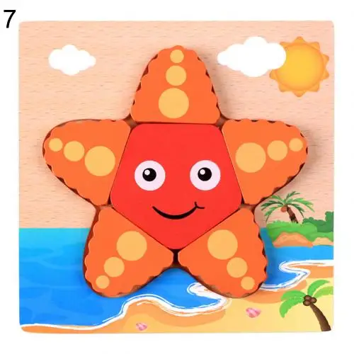 Seastar Мультфильм Медведь автомобиль животное деревянное 3D Chunkyed Настольная Игра-Головоломка Развивающие детские игрушки новинка - Цвет: Seastar