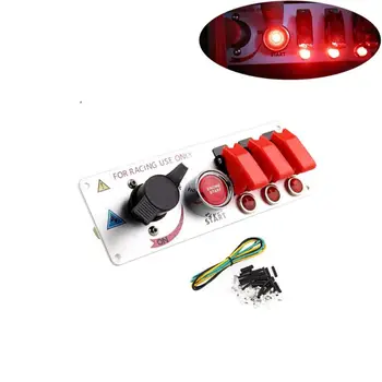 

DC 12V Flip-up Ignition Switch Panel 5 in 1 Car Engine Start Push Button LED DIY Toggle for Racing Sport Competitive