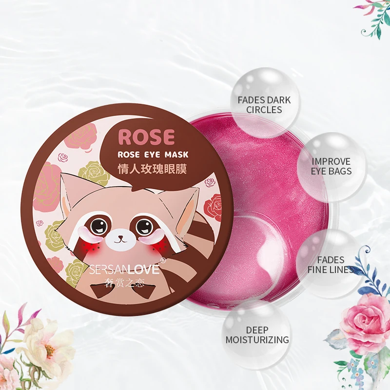 60pcs Rose Eye Mask Fades Fine Lines Eliminate Puffiness Patches Moisturize Eye Mask Remove Stye Crystal Collagen Gel Mask-2