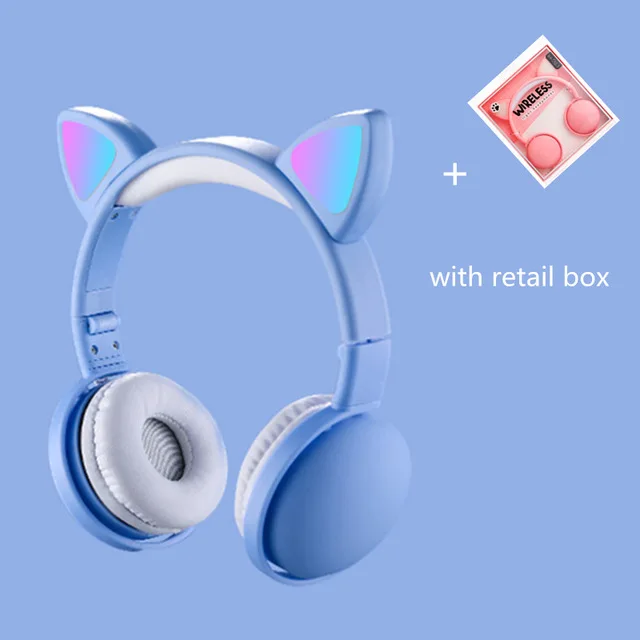 LED Headphones Over Ear Wired Wireless Headsets with Mic Support TF Card Kids gift 3D Stereo Earphones