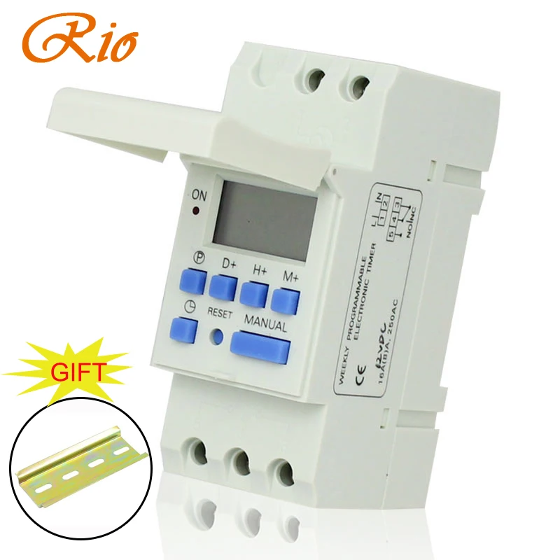 LCD Digital DIN programmable hebdomadaire Rail Timer AC 110 V 16 A Time Relais interrupteur NEUF