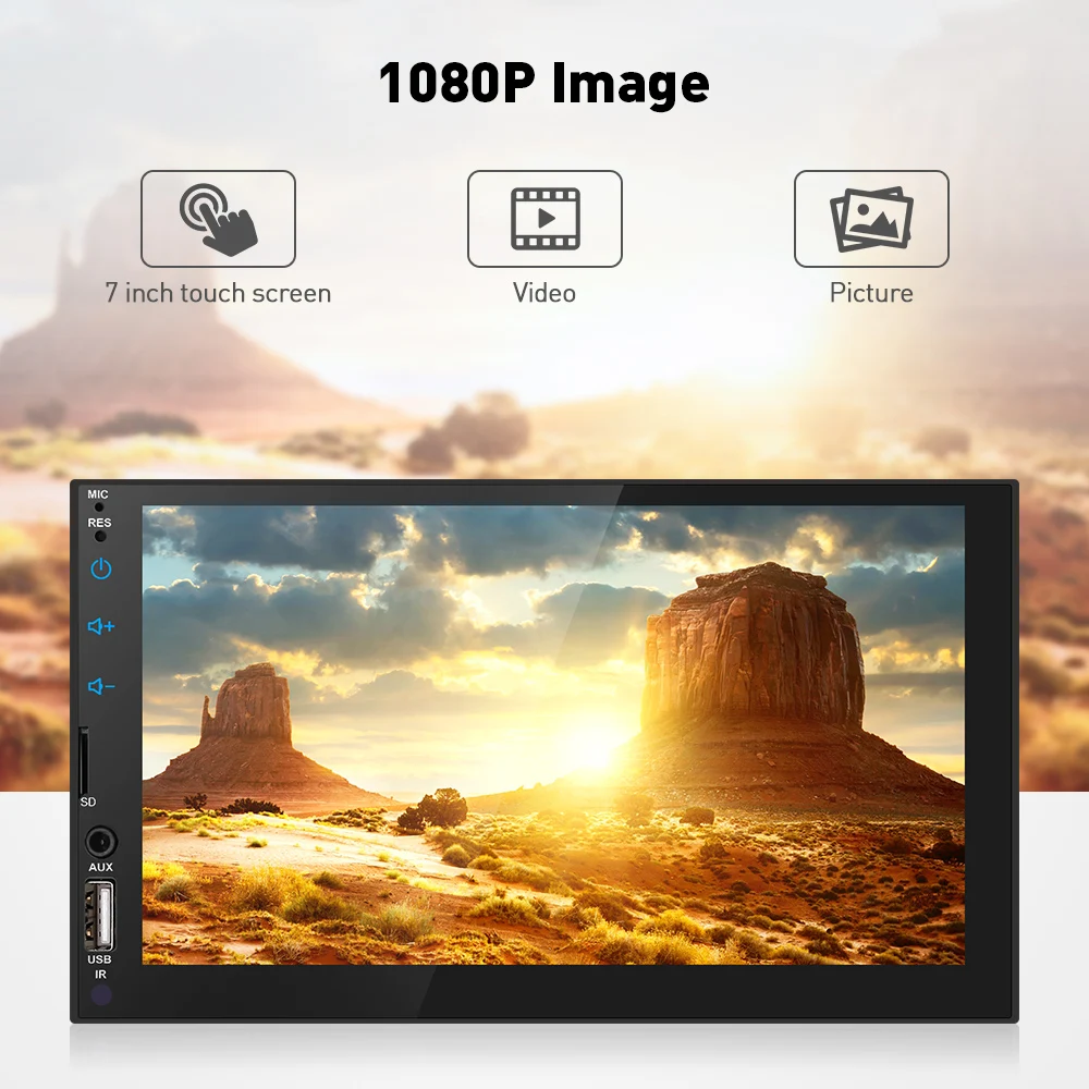 

7'' Car MP5 Player GPS Bluetooth Stereo Audio Auto FM Radio HD Video Car Multimedia Player USB AUX in SD support Rearview Camera