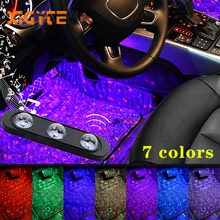 Автомобильный внутренний ножной свет USB светодиодный атмосферный окружающий Звездный DJ Смешанный Красочный музыкальный звуковой с голосовым управлением лазерный декоративный светильник