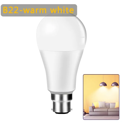 B22 Warm White E27 Led Dimmable 110V 220V B22 WiFi умная светодиодная лампочка для дома Wi-Fi, Светодиодная лампа 15W работает с Amazon Alexa Google Home - Испускаемый цвет: B22 Warm White