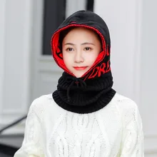 Женская эластичная мягкая шапка с сиамским воротником для девочек, Милая зимняя женская шапка, Вязаная мужская шапка с черепом, берет из смесового хлопка, шапка Enfant