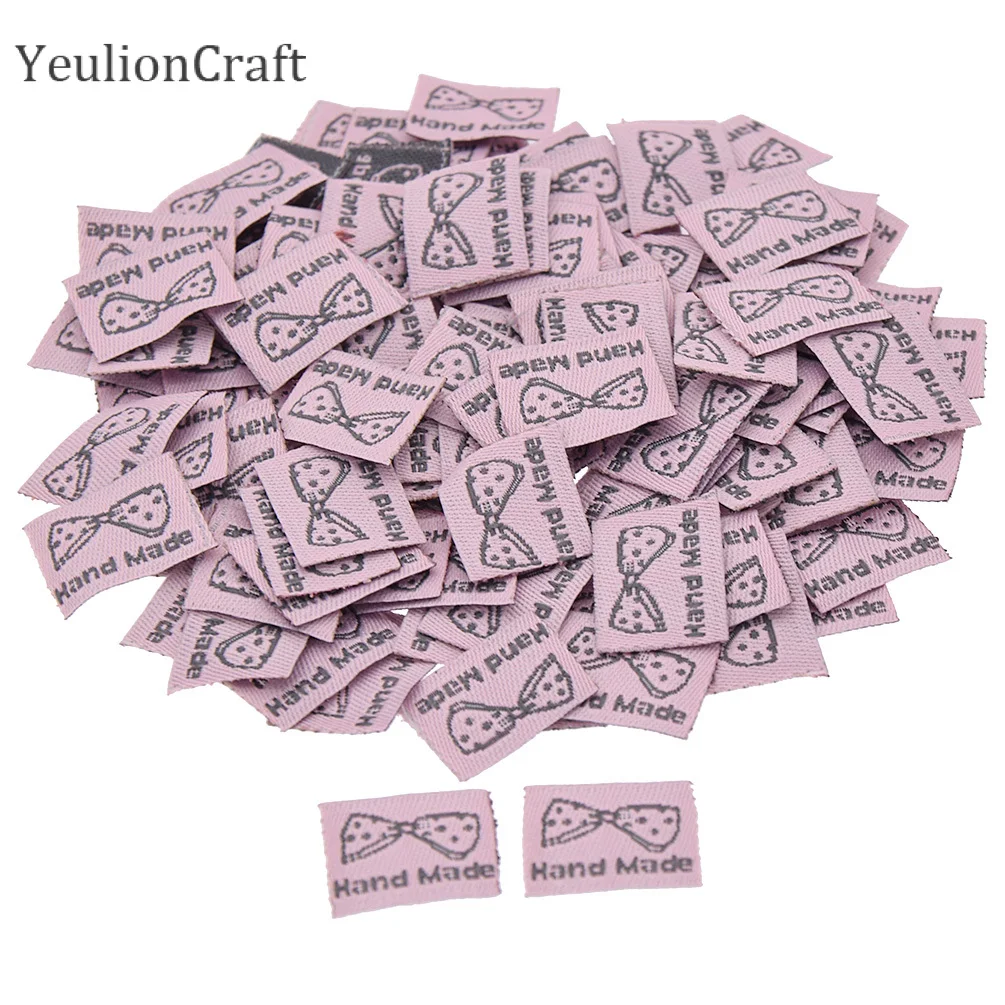 1.7x1.2cm YeulionCraft 100 шт ручной работы тканевые этикетки ручной работы с любовью этикетки для одежды Diy материалы для шитья - Цвет: 1.7x1.2cm