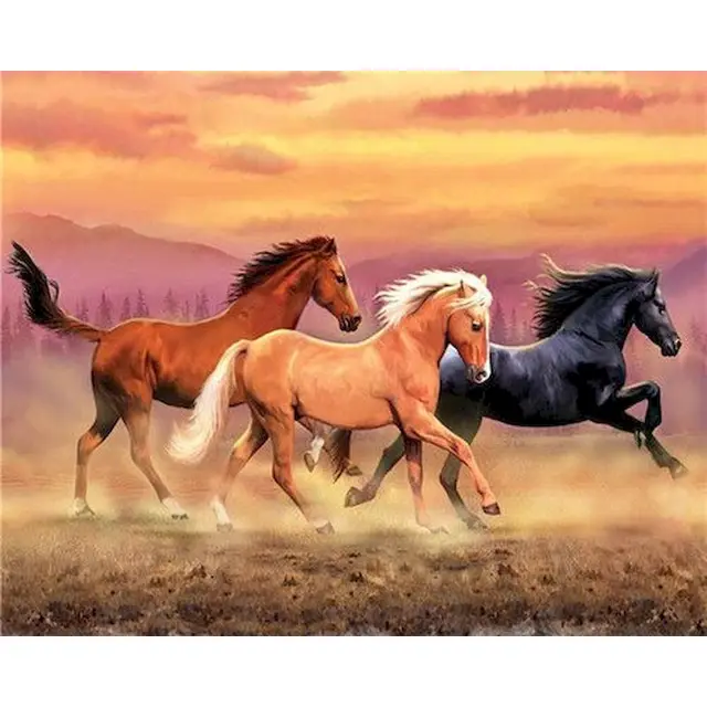 Horse Painting By Numbers Kit Galloping Wild Horses