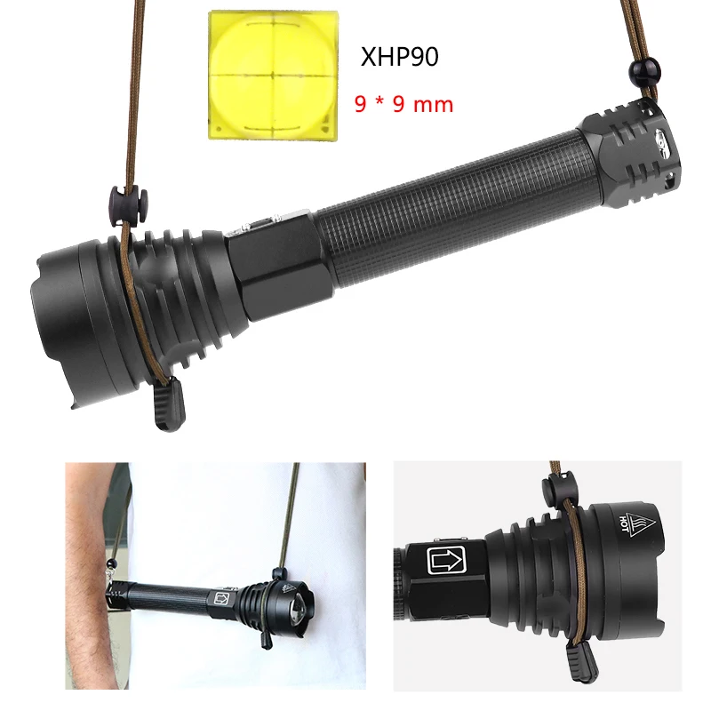 

Upgraded version of the LED XHP90 long-range flashlight professional powerful torch 1.5 times the performance of the XHP70 26650
