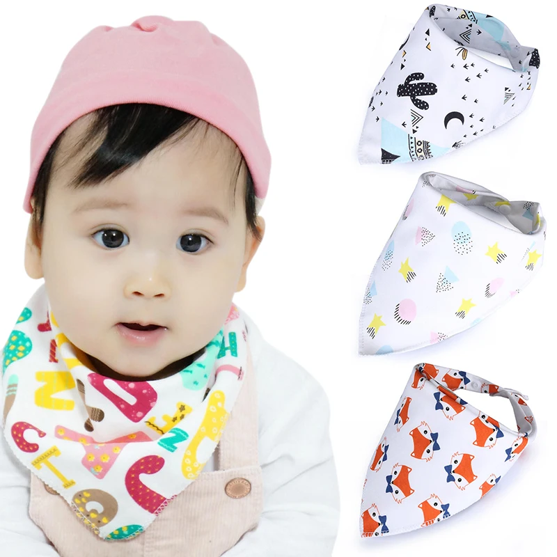 Моющийся нагрудник хлопок мягкий удобный детский слюнявчик треугольное полотенце Забавный дизайн милый мультяшный дизайн нетоксичный случайный цвет