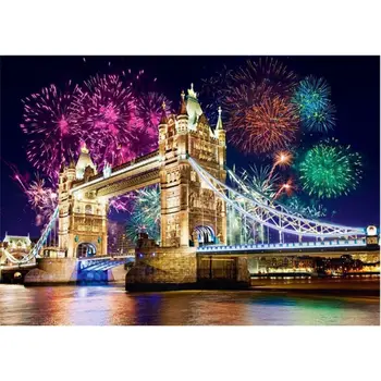 

5d Diamond Painting New Arrivals London Tower Bridge Scenery Embroidery Bridge City Landscape Fireworks Home Decor