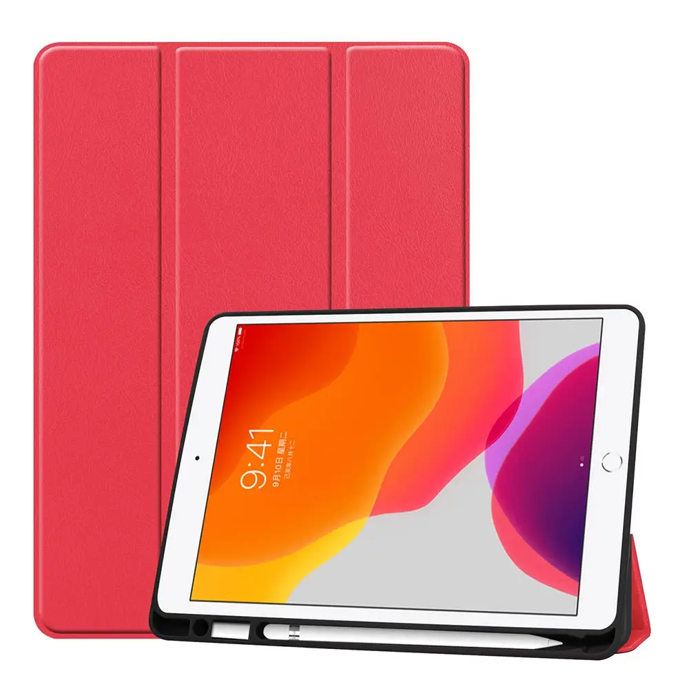 Чехол для нового iPad 10,2 дюйма с Solf задней смарт-подставкой защитный чехол с автоматическим сном/пробуждением - Цвет: Красный