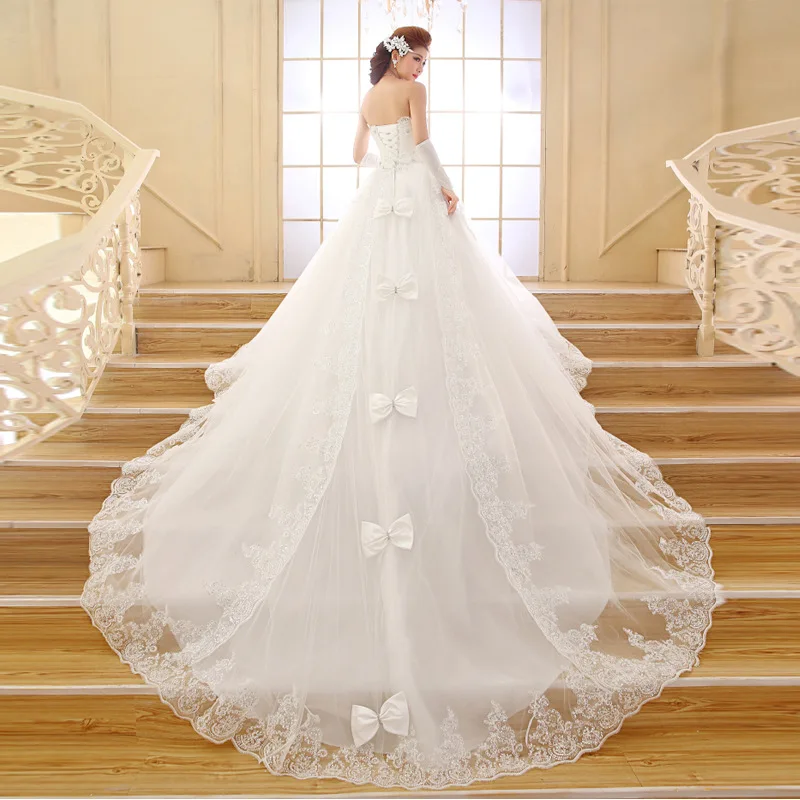 Кружевное Свадебное платье без бретелек с длинным шлейфом, платья невесты, свадебное платье для беременных женщин, свадебные платья WED90557 - Цвет: off white