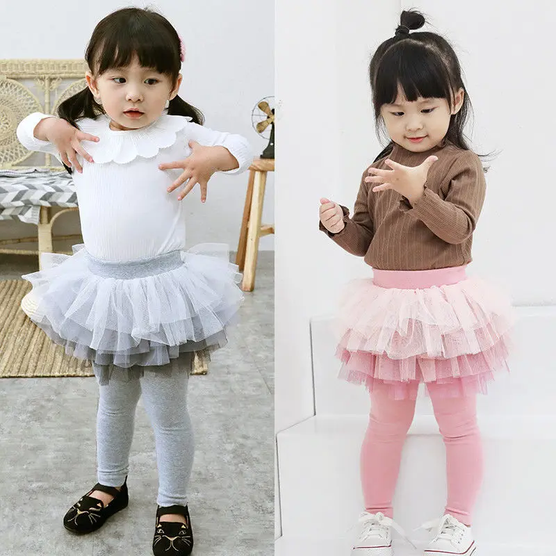 Kids Pants Toddler Baby Girls Lace Pantskirt Spring Children's Tulle Culottes Leggings Layered Skirt Sweet Princess Clothes | Мать и