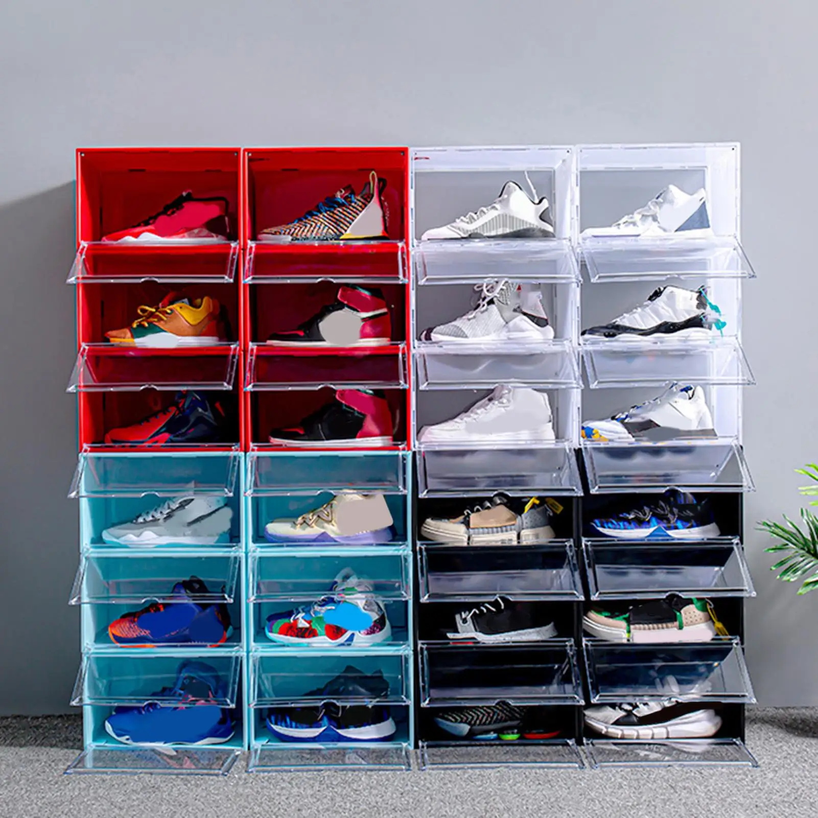 Clear Pp Dust-proof Stackable Flip Drawer Shoes Box Storage Container  Organizer - Shoe Hanger - AliExpress