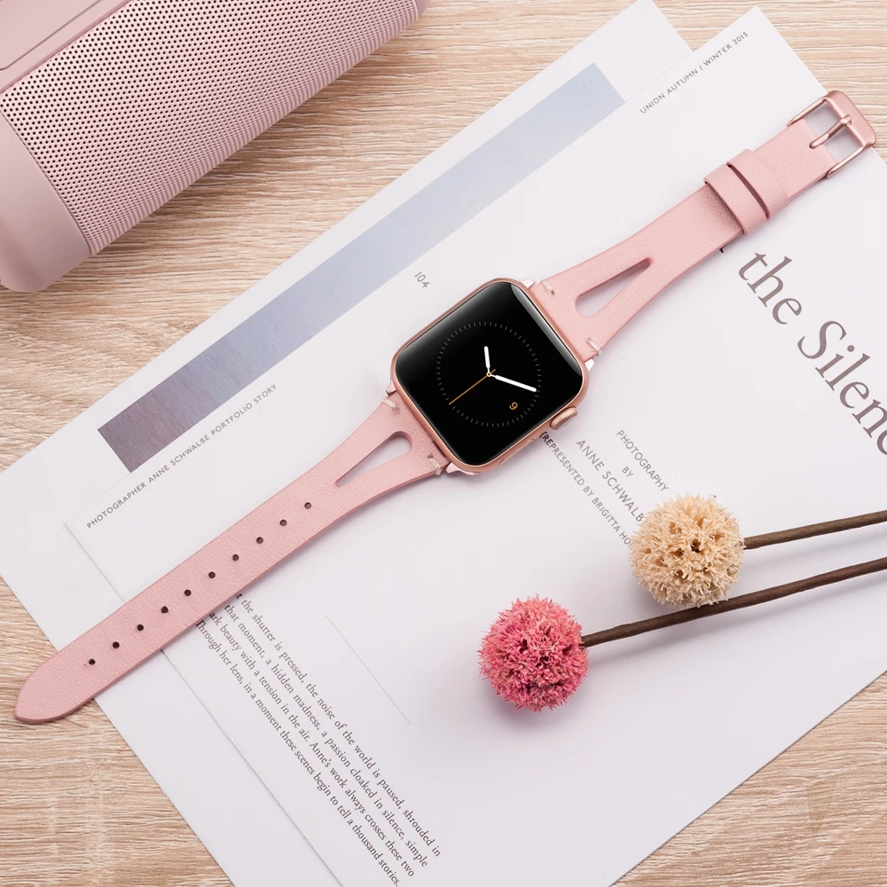 Подходит для кожаных часов Apple Watch 38 мм/42 мм женские сменные полосы для iWatch элегантный женский внешний вид мягкий 44 мм 40 мм