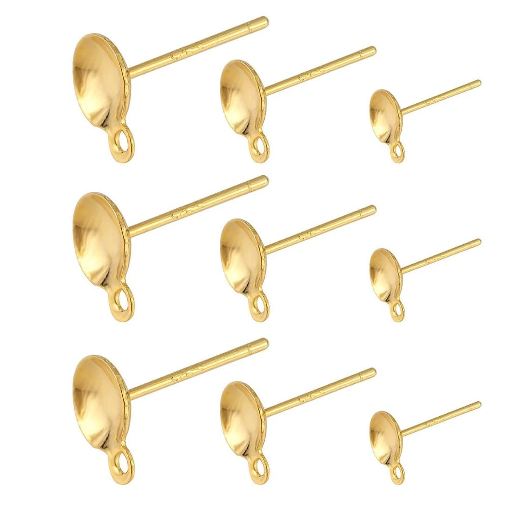 2pcs Bowl Head Pin Stud Earring Needles Earnuts Ear Post With Hanging