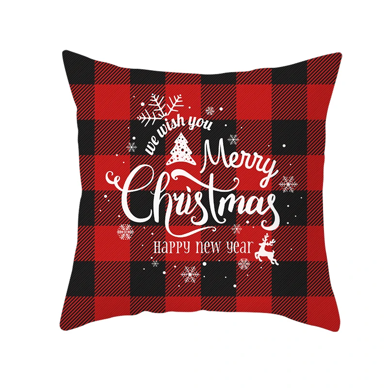 Fuwatacchi веселый рождественский подарок чехол для подушки из полиэстера в красную клетку украшения, накидка для подушки, для украшения дома, дивана наволочка подушки 45X45 см