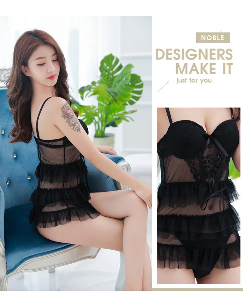 Одежда для сна с оборками Ropa Sexy Para El Sexo нижнее белье платье женская одежда ночная сорочка ночная рубашка в стиле порно