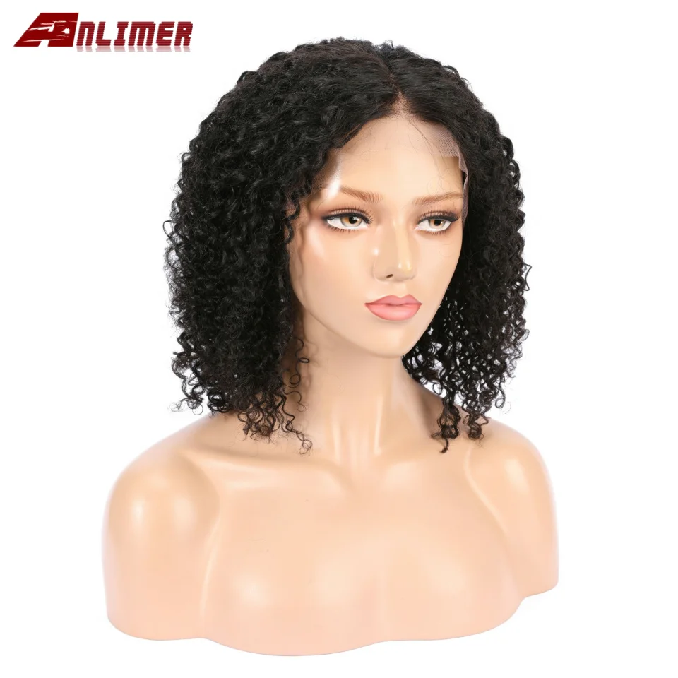 Jerry Curly короткие кружевные передние человеческие волосы парики для черных женщин бразильские волосы remy глубокая волна кружева передние al BOB парики с детскими волосами