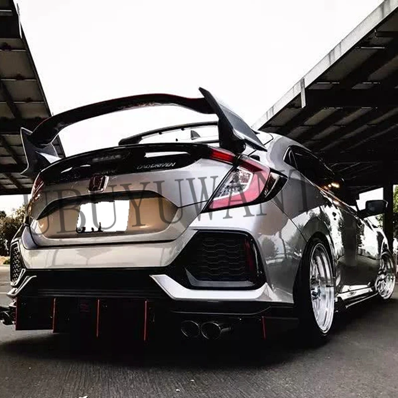 Для Honda Civic хэтчбек- type-R ABS пластик Неокрашенный задний спойлер на крыло, крышу багажника губы багажника Крышка автомобиля Стайлинг