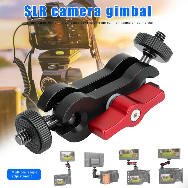 Double Ball Head Magic Arm Mount Clamp Bracket Adapter Support for SLR Cameras DQ-Drop LLR 