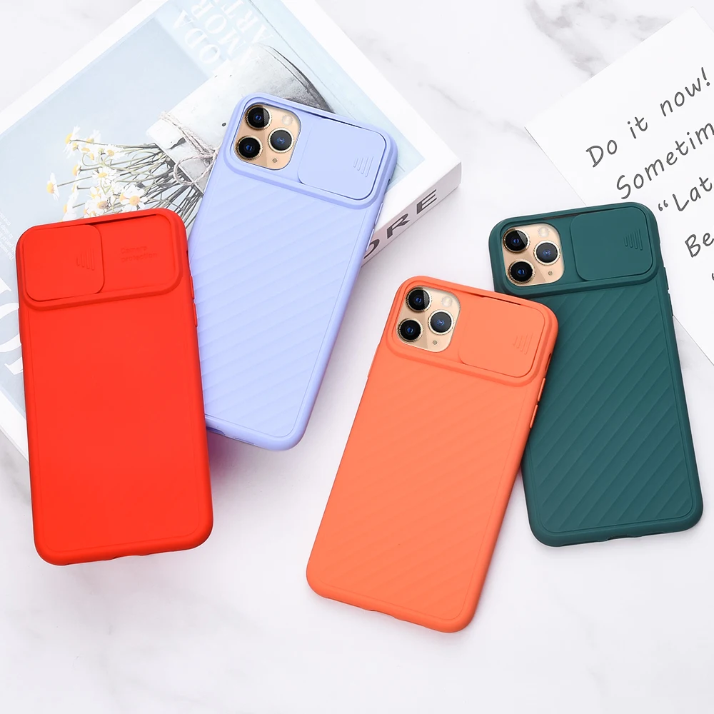 Slide Camera Lens Protector Phone Case For iPhone 11 Pro Max Xs Xr X 7 8 Plus Soft Silicone Cover XS 6 6S |