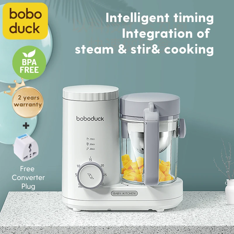 

Boboduck Baby Food Processor Babycook Blender Heater Mixer Steamer Multifunction 4 in 1 Puree Food Maker BPA Free 200mL F9005