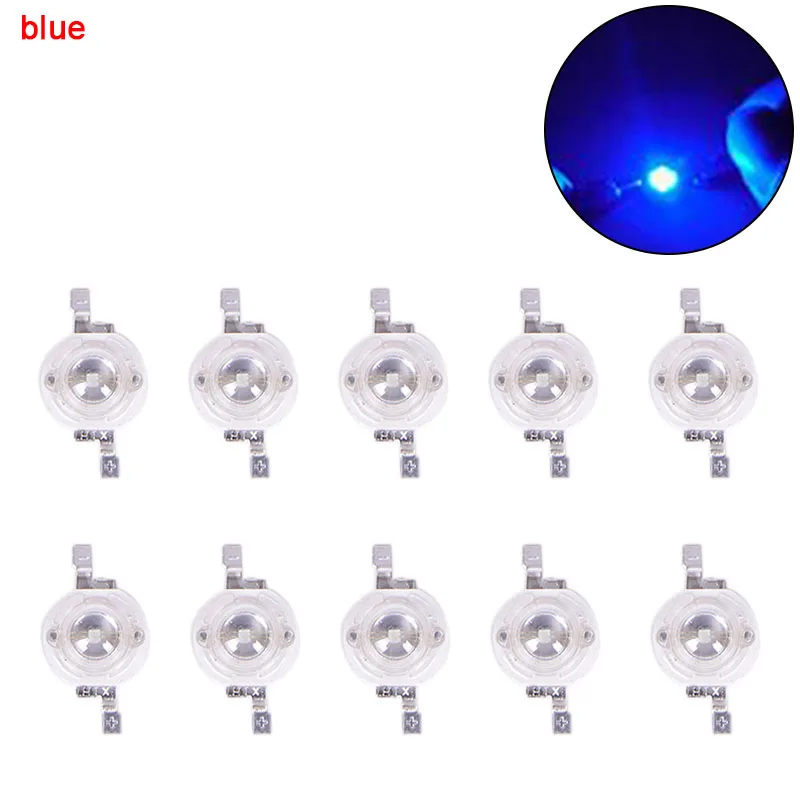 10pcs/lot 1W High-Power LED lamp Bulb Diodes Highlighting Lights Bead HighPower Lamp Beads 1.5cm*0.8cm - Испускаемый цвет: blue