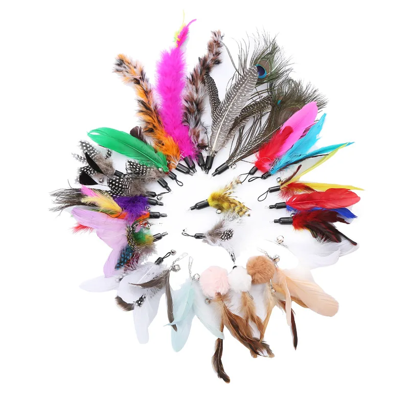 

Pet Cat Toy Feather Replacement Head Combination DIY Caterpillar Cat Teaser Pearl Feather Replacement Head cat toys interactive