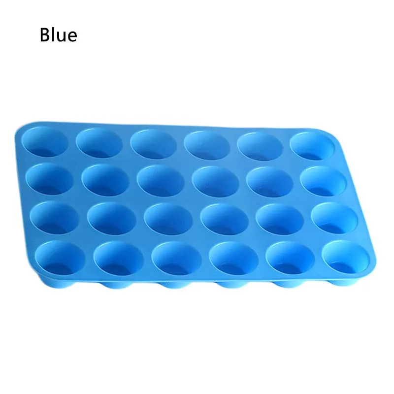 Blue Форма для выпечки мини-кексов 24 силиконовые полости практичный eco-friendly торта формы для мыла кекс и печенья формы для выпечки форма для выпечки прессформы для дома форма для выпечки тортов - Цвет: Blue